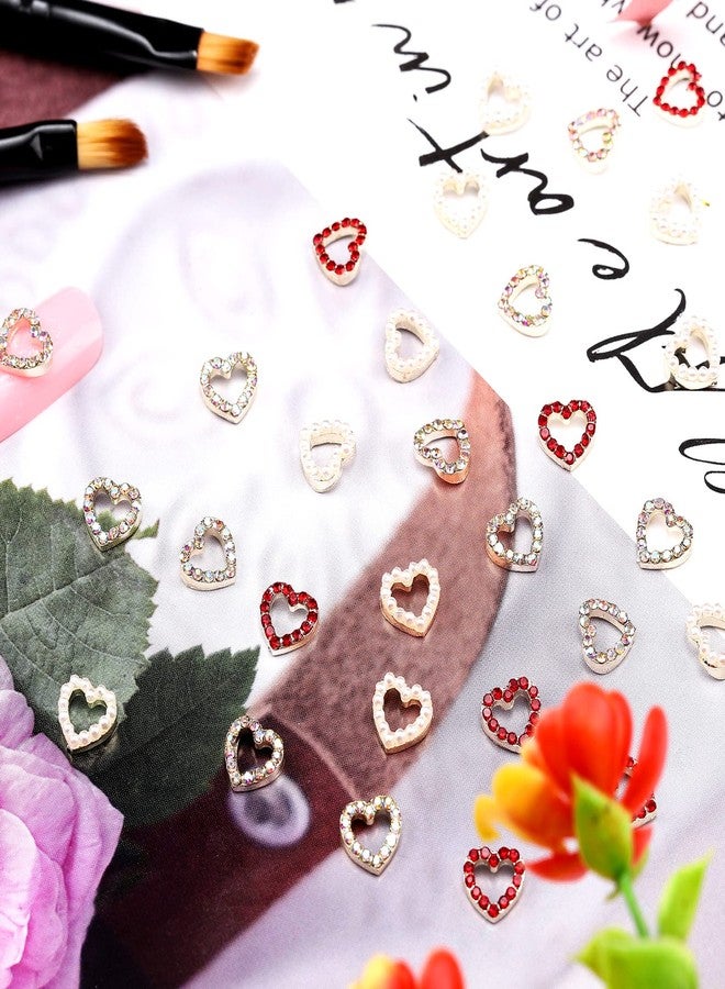 Leelosp 36 Pcs Valentine Heart Nail Charms for Nail Art, 3D Heart Rhinestone Decals Silver Crystal Charms Diamond Alloy Gems for Women Valentine's Decorations - Image 5